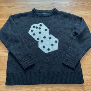 Stussy Black Men's Dice Intarsia cotton Crewneck Sweater L